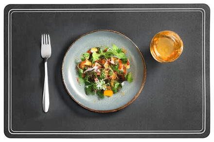 Cosy&Trendy tafel placemat Renee - PU-leer/leer look - zwart - 43 x 30 cm - tafel onderleggers