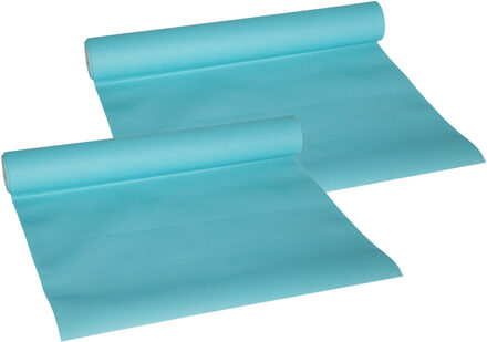 Cosy&Trendy Tafelloper - 2x - papier - turquoise - 480 x 40 cm