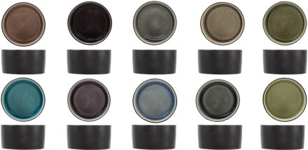 Cosy&Trendy tapas / saus schaaltjes Streetfood - set 10x - aardewerk - multi kleuren - D12 x 6 cm