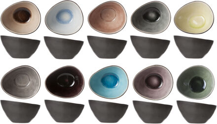 Cosy&Trendy tapas / saus schaaltjes Streetfood - set 10x stuks - aardewerk - multi kleuren - 8 x 7