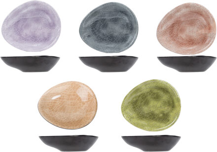 Cosy&Trendy tapas / snack schaaltjes Streetfood -10x - melamine - multi kleuren - 11 x 8 x 6 cm