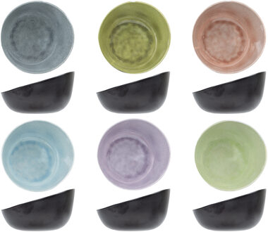 Cosy&Trendy tapas / snack schaaltjes Streetfood - 6x - melamine - multi kleuren - D16 x H10 cm