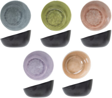 Cosy&Trendy tapas / snack schaaltjes Streetfood - 6x stuks - melamine - multi kleuren - 12 x 8 cm