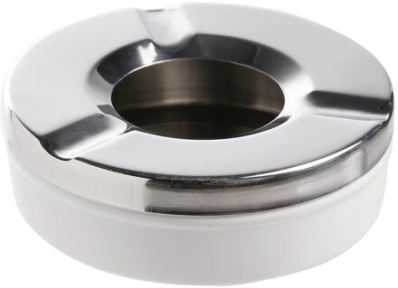 Cosy&Trendy Terrasasbak - zilverkleurig RVS - 9,5 x 3,2 cm - rond - asbak - voor binnen en buiten