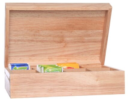 Cosy&Trendy Theedoos - 8-vaks - groot - blanco hout - 29 x 19 x 9 cm