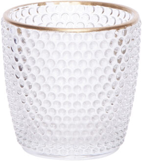 Cosy&Trendy Theelichthouders/waxinelichthouders bubbel glas transparant 7,5 cm