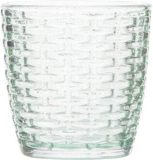 Cosy&Trendy Theelichthouders/waxinelichthouders glas mintgroen 9 x 9 cm steentjes motief