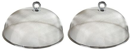 Cosy & Trendy Voedselkap - 2x - rond - 30 cm - grijs - metaal - vliegenkap - tegen insecten