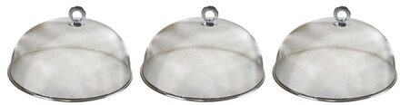 Cosy & Trendy Voedselkap - 3x - rond - 30 cm - grijs - metaal - vliegenkap - tegen insecten