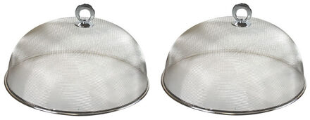 Cosy & Trendy Voedselkap - Set van 4x stuks - rond - 30 cm - grijs - metaal - vliegenkap - tegen ins