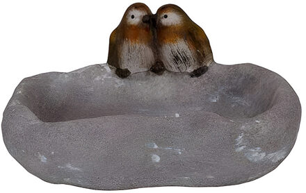 Cosy&Trendy Vogelbad/voederschaal - grijs - kunststof - D20 x B15 x H10 cm - drinkschaal voor tuinvogels