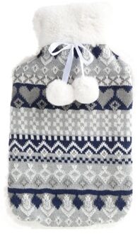 Cosy&Trendy Warmwaterkruik - 2L - 20 x 34 cm - blauw/wit - met hoes - kruik - winter print