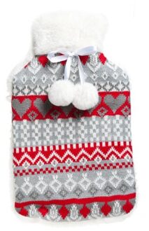 Cosy&Trendy Warmwaterkruik - 2L - 20 x 34 cm - rood/wit - met hoes - kruik - winter print