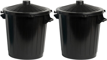 Cosy&Trendy Wasmand met deksel - 2x - 50 liter - zwart - 55 x 49 x 58 cm