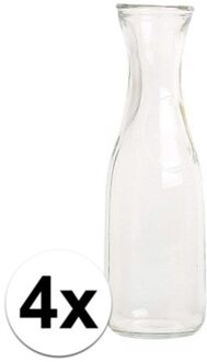 Cosy&Trendy Waterkaraf - 4x - transparant - glas - 1 liter - sapkan - 28 cm