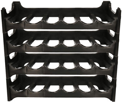 Cosy&Trendy Wijnflessenrek stapelbaar - 4x - voor 24 flessen - zwart - kunststof wijnrek