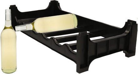Cosy&Trendy Wijnflessenrek stapelbaar - 6x flessen - zwart - kunststof wijnrek