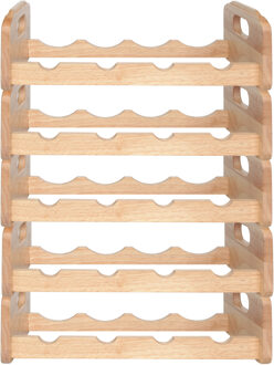 Cosy&Trendy Wijnrek voor 4x flessen - 5x - hout kleur - stapelbaar - 45 x 22 x 12 cm