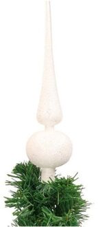 Cosy&Trendy Witte glitter kerstboom piek 24 cm plastic - kerstboompieken