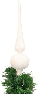 Cosy&Trendy Witte glitter kerstboom piek 24 cm plastic