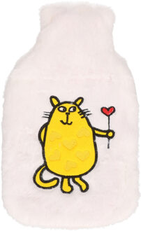 Cosy&Trendy Witte pluche kruik met oranje kat/poes 2 liter