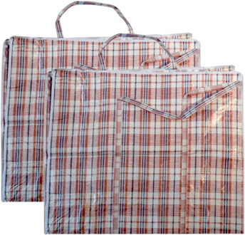 Cosy&Trendy XXL Boodschappentas - 2x stuks - 82 liter - shopper - mega/ jumbo - rood geruit - 55 x