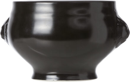 Cosy&Trendy Zwarte soepkommen met leeuwenkop van porselein 11 cm rond - Kommetjes