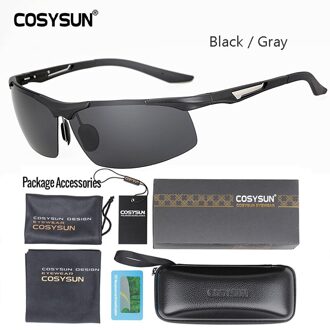 COSYSUN Aluminium Magnesium Gepolariseerde Zonnebril Mannen Rijden Gepolariseerde Bril oculos Mannelijke Eyewear Accessoires Mannen Goggle 0516 BlackGray LuxuryPKG