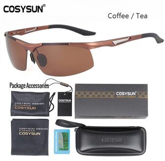 COSYSUN Aluminium Magnesium Gepolariseerde Zonnebril Mannen Rijden Gepolariseerde Bril oculos Mannelijke Eyewear Accessoires Mannen Goggle 0516 CoffeeTeaLuxuryPKG