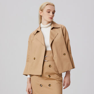 Coton Trench-Jacket met dubbele borsten Camel - XS
