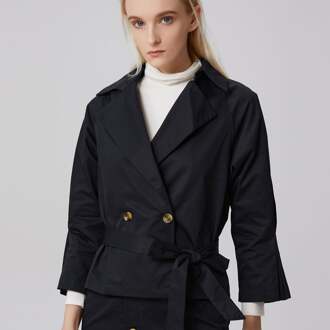 Coton Trench-Jacket met dubbele borsten Zwart