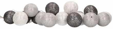 Cotton Ball Lights Feestverlichting lichtsnoer met wit/grijze balletjes 378 cm