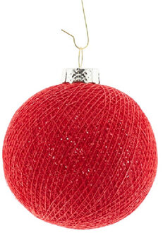 Cotton Balls kerstballen - rood - katoen - 6,5 cm - Kerstbal