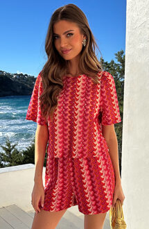 Cotton Crochet Look Top Multicolor