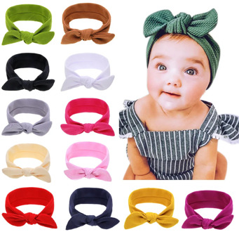 Cotton Elastic Newborn Turban Baby Girls Solid Color Headband Bowknot Hair Band Children Infant Headband Bandeau Bebe Headwrap