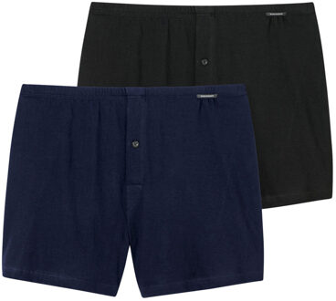 Cotton Essentials boxershorts wijd (2-pack) - tricot - zwart en donkerblauw -  Maat: 4XL