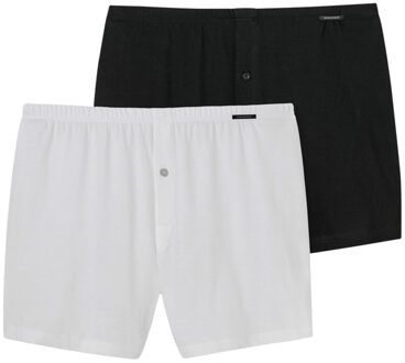 Cotton Essentials boxershorts wijd (2-pack) - tricot - zwart en wit -  Maat: XL