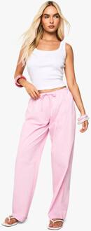 Cotton Poplin Broek Met Wijde Pijp, Pink - 44