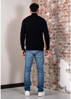 Cotton quater zip jumper - Zwart - L