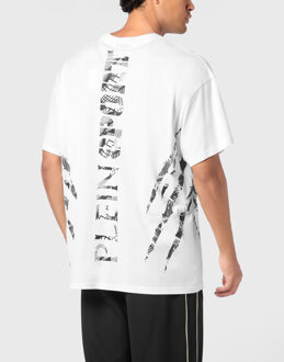 Cotton Round Neck T-Shirt Body Lines - maat Wit