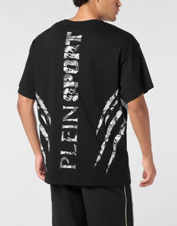 Cotton Round Neck T-Shirt Body Lines Zwart - XS