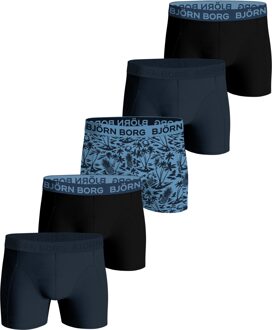 Cotton Stretch Boxershorts Heren (5-pack) blauw - zwart - M