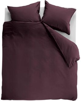 Cotton Uni Dekbedovertrek - Lits-jumeaux (240x200/220 Cm + 2 Slopen) - Katoen - Dark Red Rood