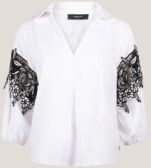 Cotton voile blouse nilou cv777 white Wit - L