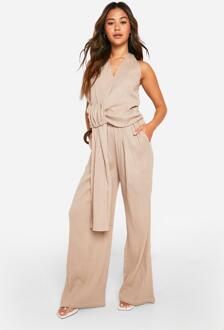 Cotton Wide Leg Trouser, Taupe - 10
