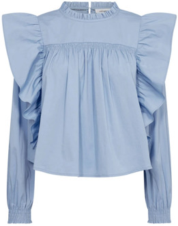 CottonCC Frill Blouse Co'Couture , Blue , Dames - Xl,L,Xs
