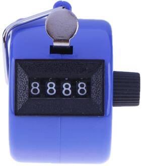 Counter Clicker 4 Cijferig Nummer Tellers Plastic Shell Vinger Display Handmatige Telling Tally Clicker Timer Voetbal Golf Teller blauw