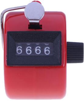 Counter Clicker 4 Cijferig Nummer Tellers Plastic Shell Vinger Display Handmatige Telling Tally Clicker Timer Voetbal Golf Teller rood