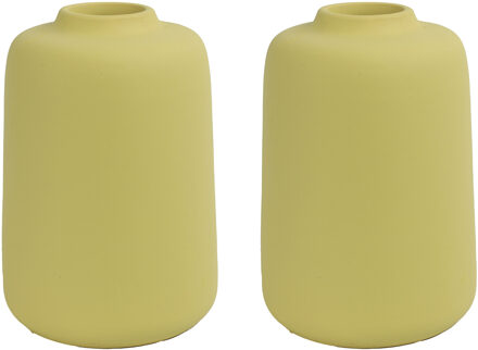 Countryfield 2x stuks bloemenvaas - geel terracotta - D15 x H21 cm - smalle opening