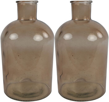 Countryfield 2x Stuks Countryfield Vaas - lichtbruin/transparant - glas - Apotheker fles vorm - D17 x H31 cm